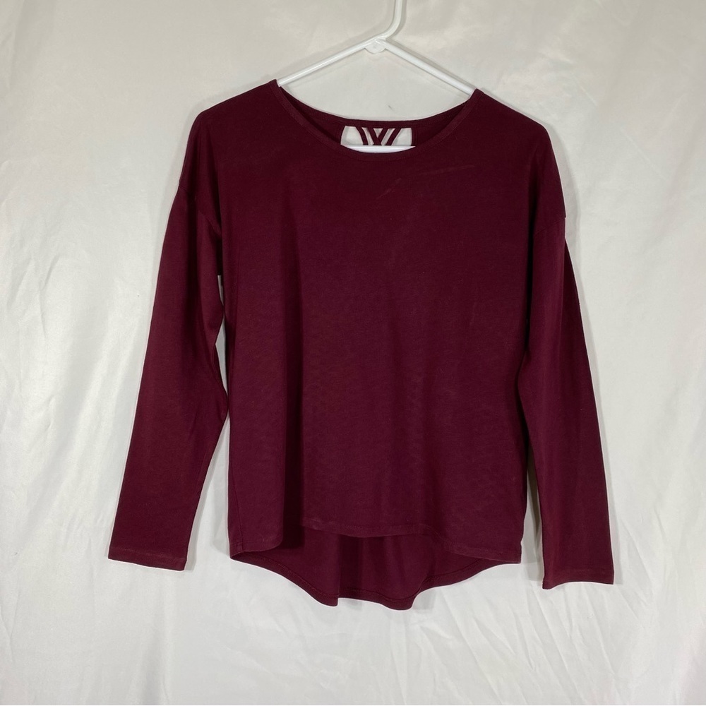 Old Navy Girls Burgundy Criss Cross Keyhole Back Long Sleeve Tee